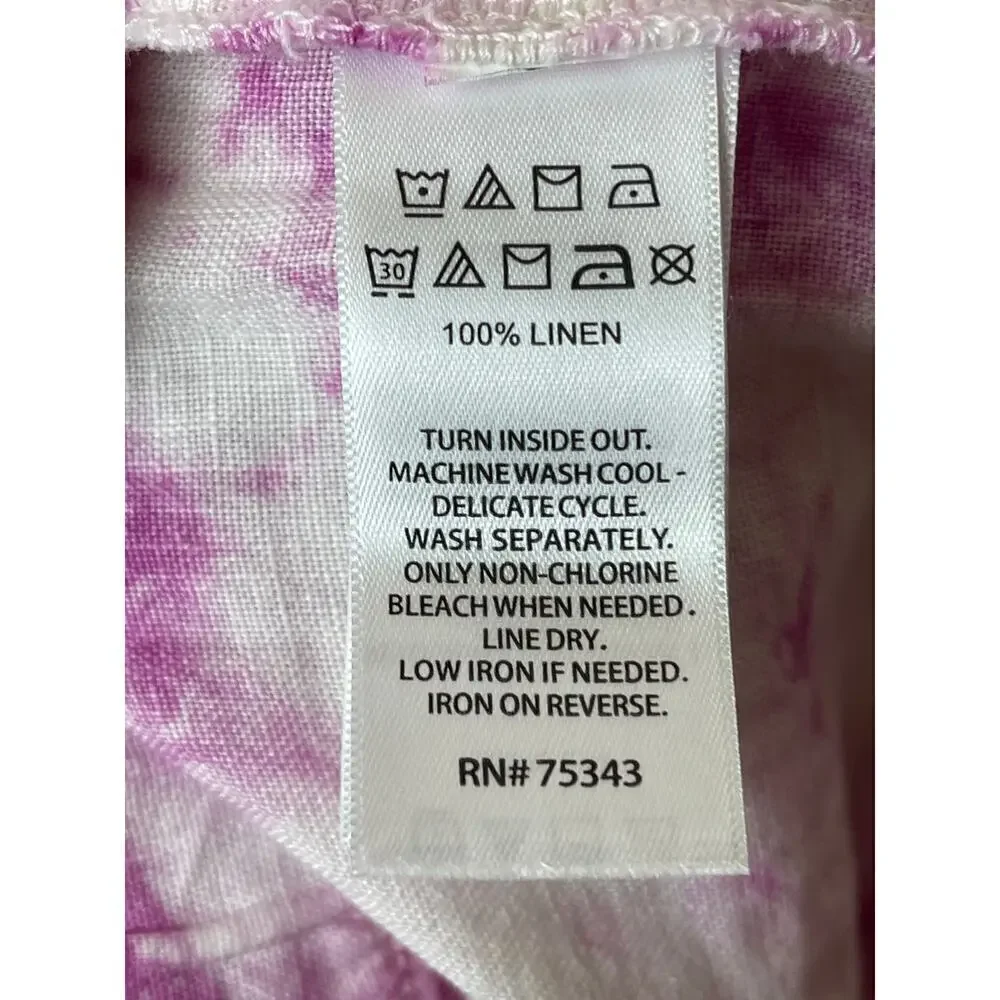 Rachel Zoe White Purple Tie Dye Shorts Beach Casual 100% Linen Women's S NWT